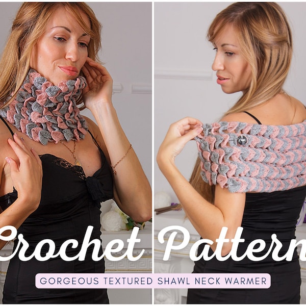 Crochet dragon sirène écharpe COWL Pattern pdf - Neck WARMER Winter COLLAR - Shoulder Wrap - Wool Accessories Easy Pattern