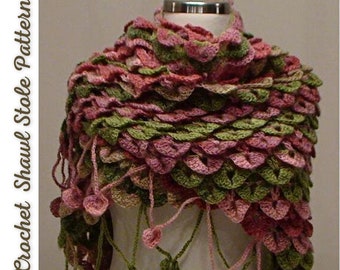 Easy Crochet Dragon Scale RAINBOW SHAWL Pattern pdf - Wool Fall Lace WRAP - Wedding Bridal Crochet Accessories