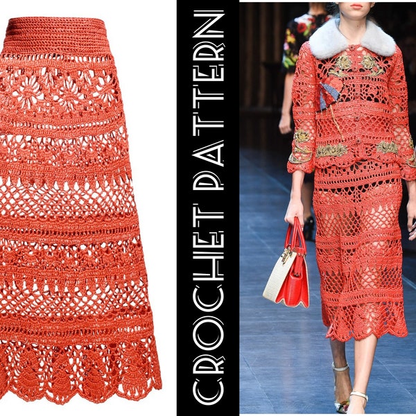 EASY Crochet Skirt PDF Digital PATTERN - Hippie Maxi Boho Lace Skirt - Long, Low Rise Style - Plus Sizes -Charts, Detailed Tutorial