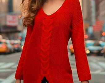 Chunky Cable Knit Sweater Pattern, Oversized Pullover, DIY Knitting PDF, Beginner-Friendly Knitwear, Cozy Winter Fashion