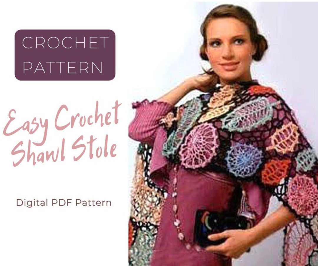 Easy Crochet Lace SHAWL Pattern Pdf - Lacy Fall Bridal CAPE WRAP - Wool ...