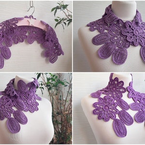 TUTORIAL Crochet FLORAL Collar Stole NECKLACE Pattern - Victorian Style - Easy Crochet Lace Mothers Day Gift - Cowl for Grandma