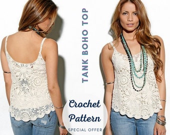 Crochet Tank TOP PATTERN pdf Digital - Shirt - BOHO Cover Up - Easy Summer Digital Patterns