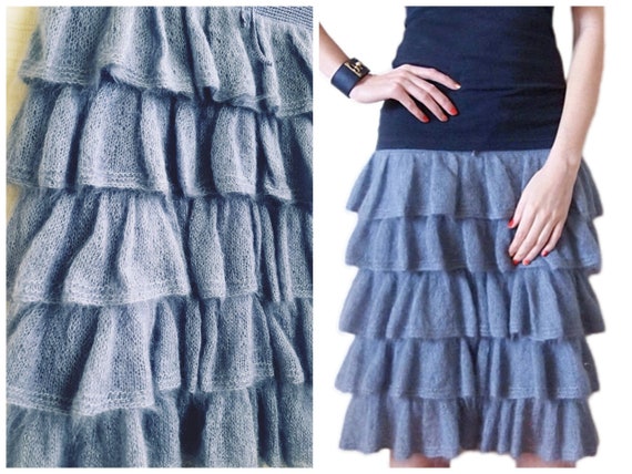 ミニスカート LCDC : 25SS / SHEER FRILL LAYERED KNIT SKIRT (2COLORS) Frill-Layered Mini Skirt CD321 - Korean Women's Fashion | LEWKIN