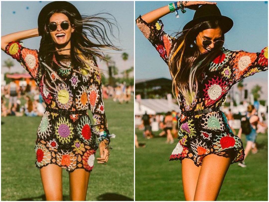 Easy Crochet FESTIVAL Beach DRESS Pattern Pdf BOHO Cover up Etsy