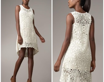 CROCHET Lace wedding dress BOHO Pattern pdf - Bridal Tank Beach DRESS for Women - Summer Hippie Dress Digital