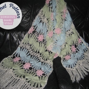 Crochet Bridal Wedding SHAWL WRAP Pattern pdf - Winter Wool Scarf