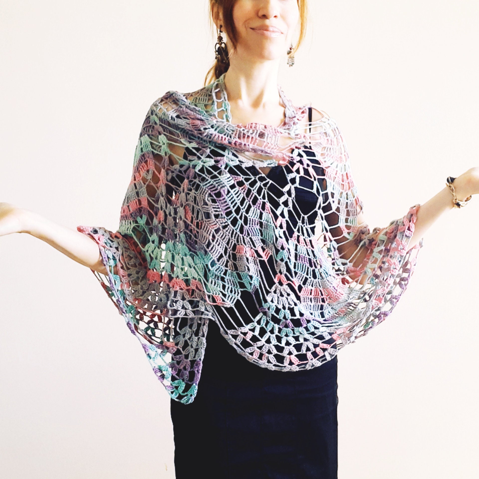 Easy Crochet Lace SHAWL WRAP Pattern Pdf - Wedding Bridal CAPE - Poncho ...