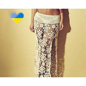 Crochet Beach BOHO Lace SKIRT PATTERN Digital pdf - Beachwear - Maxi Summer Skirt - Cover Up - Midi Mesh Skirt Pattern
