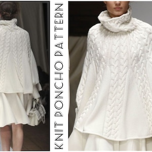 KNIT Cable Women PONCHO Pattern pdf - Wool CAPE Sweater - Oversized Knitted Digital Pattern - Maternity Pattern