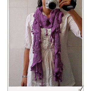 EASY Crochet Lace SCARF SHAWL Pattern pdf - Neck Accessories - Wool Winter Scarf