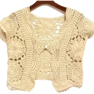 Easy Crochet Vest Pattern pdf - Wedding Bolero Digital - Cropped CARDIGAN SHRUG  - Crop Summer Top