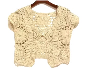 Easy Crochet Vest Pattern pdf - Wedding Bolero Digital - Cropped CARDIGAN SHRUG  - Crop Summer Top