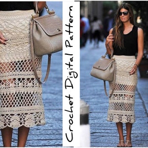 Crochet Skirt Digital PATTERN pdf - Women Maxi Tiered Lace Skirt with Scallop Edging - Long, Boho Chic, Hippie Style - Plus Sizes - Charts