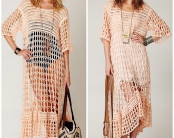 Crochet Maxi BOHO OVERSIZED DRESS Pattern pdf for Women - Summer Beach Plus Size Dress - Lace Cover Up Digital Pattern
