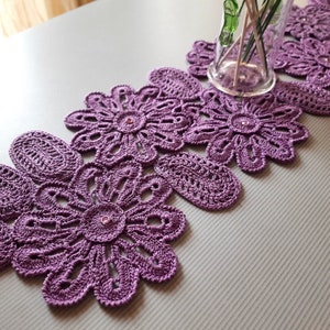 TUTORIAL Crochet TABLE Runner CENTERPIECE Pattern Gift for the Home Floral Decor Lace Table Cloth Digital Pattern image 9