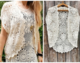 Crochet Wedding SHRUG Bridal CARDIGAN PATTERN pdf - Oversized Jacket Cover Up - Bolero Pattern