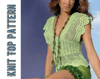 Summer KNITTING tee SWEATER Pattern pdf - Womens knit TOP - Short Sleeve Shirt Digital Pattern