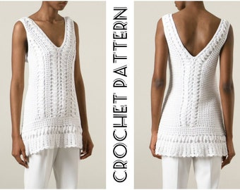 Crochet Shift Sweater DRESS TUNIC PATTERN pdf for Women - Boho Lace Mini Dress Digital Pattern