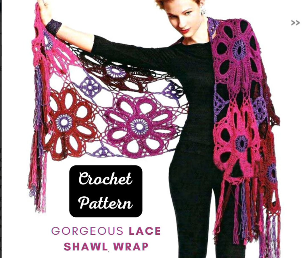 EASY Crochet Lace Wool SHAWL Pattern Pdf Wedding Bridal Lacy Etsy