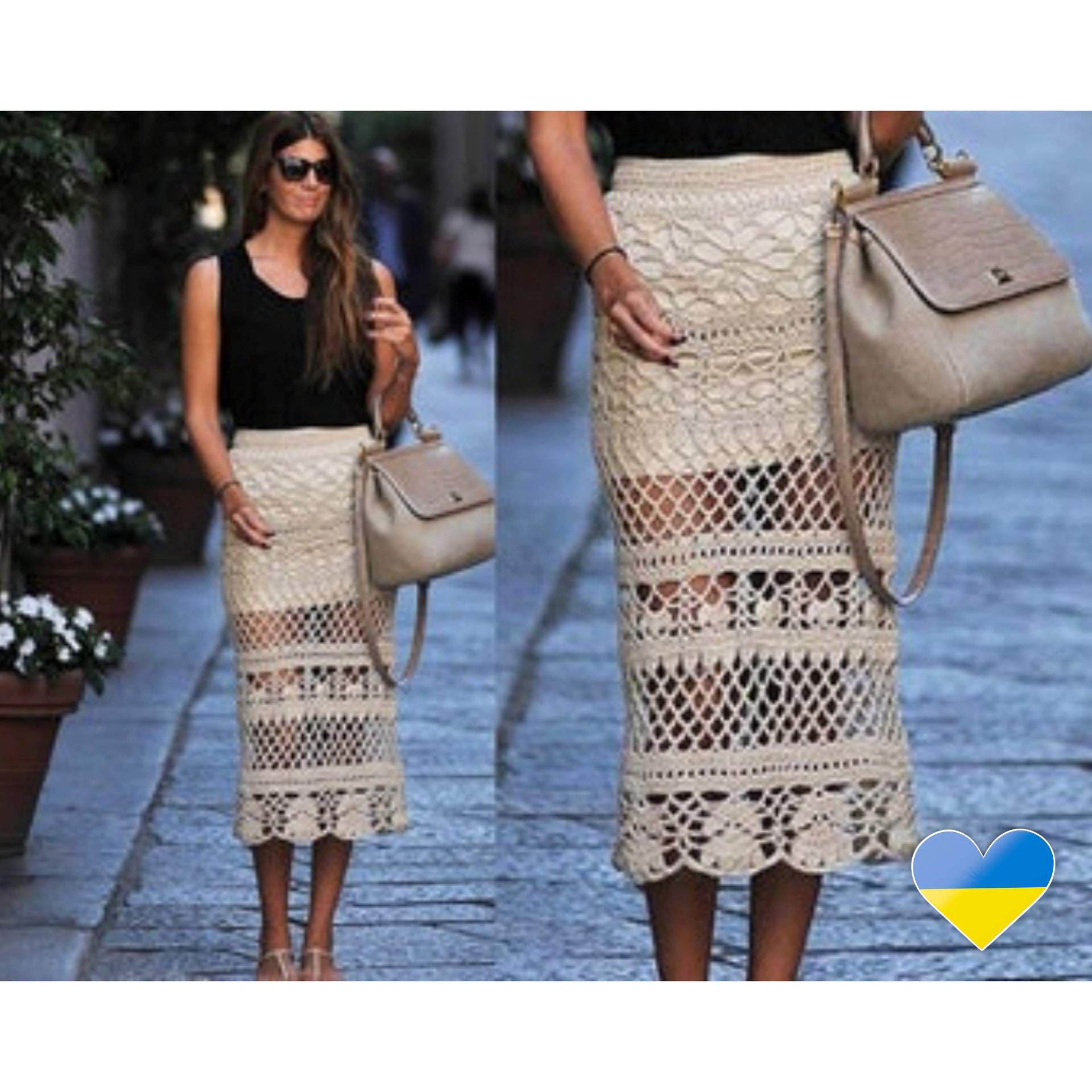 Crochet Skirt Digital PATTERN Pdf - Women Maxi Tiered Lace
