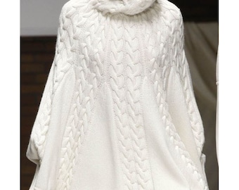 KNIT Cable Women PONCHO Pattern pdf - Wool CAPE Sweater - Oversized Knitted Digital Pattern - Maternity Pattern