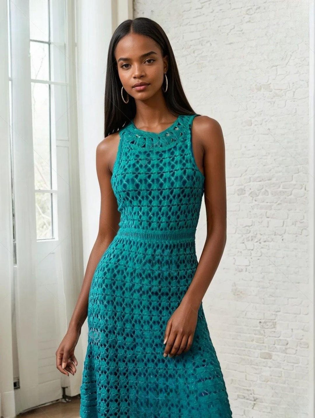 Empire Waist Crochet Dress Pattern – Elegant Lace Midi Dress, DIY Handmade  Summer Outfit Digital Pattern for Festival Lace Outfit Dress