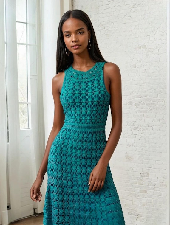 Empire Waist Crochet Dress Pattern  Elegant Lace Midi Dress, DIY Handmade  Summer Outfit Digital Pattern for Festival Lace Outfit Dress - Etsy
