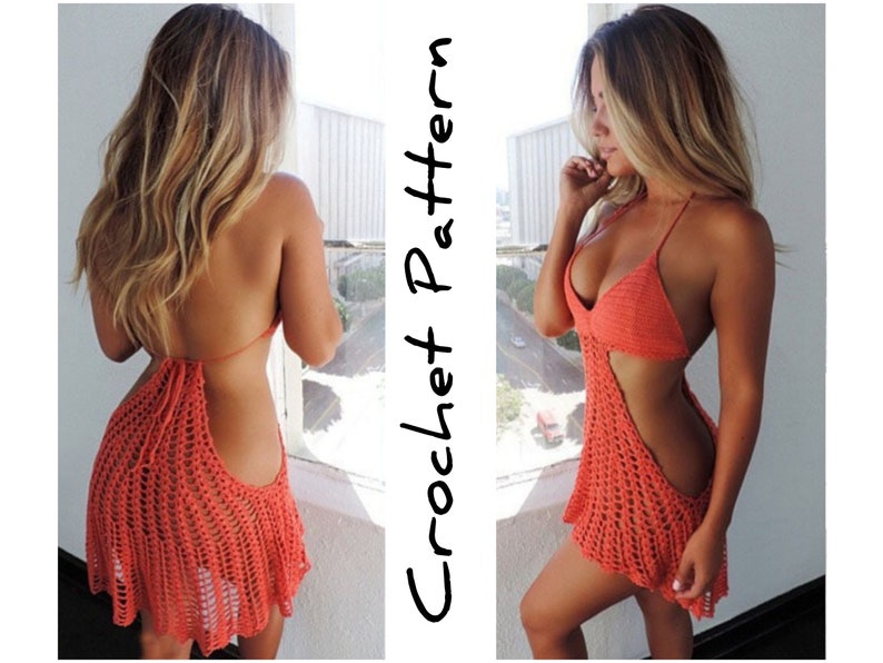 Crochet Swimsuit Cover Up Easy Pattern Customizable Sexy hollow out Beach Outfit for Women. Swimwear Summer dress for pool Loose Fit Top. image 1