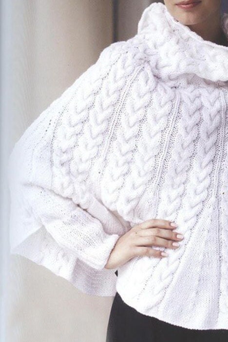 KNIT Cable Women PONCHO Pattern Pdf Wool CAPE Sweater - Etsy