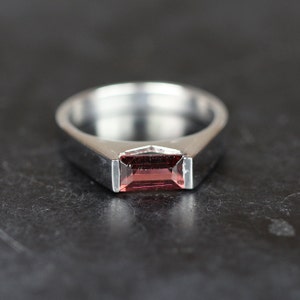 Natural garnet ring,white gold plated silver ring,925 sterling silver and garnet ring