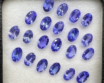Lote de óvalos de tanzanita natural, joyería con gema azul (6 x 4 mm)