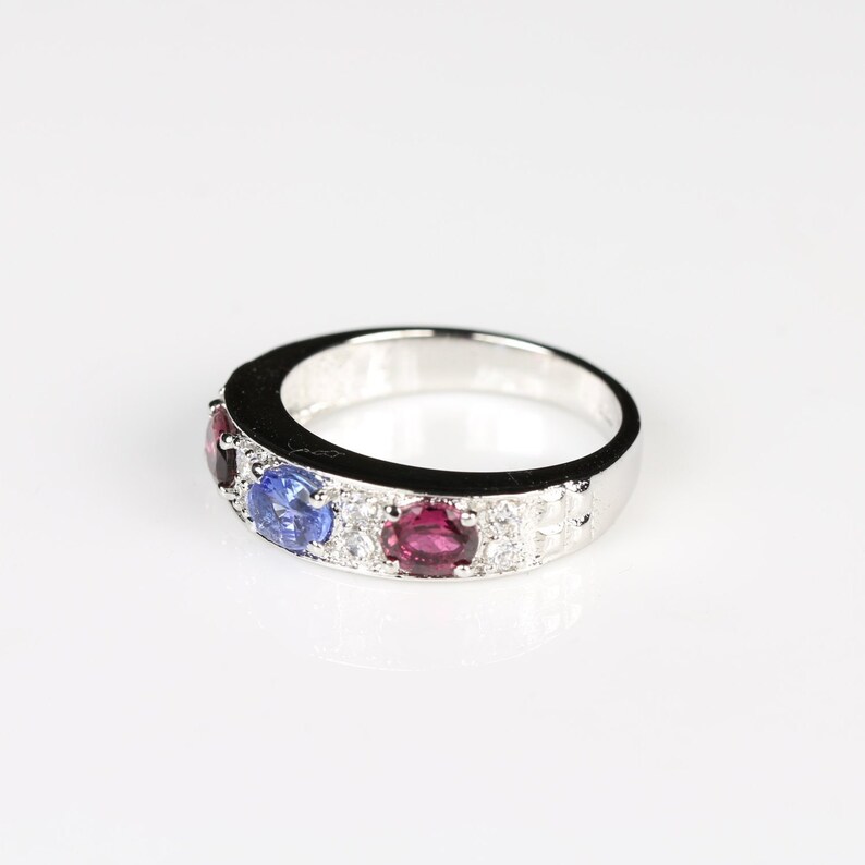 Rubylite Tourmaline and tanzanite ring,tourmaline rings,tanzanite rings,silver bands,silver rings