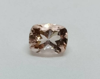 Peach Pink Cushion Cut Morganite Gemstone, 2.3ct