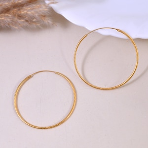 Gold plated 925 sterling silver plain wire bali ,plain silver bali earrings,big bali earrings,gold plated bali hoops,light weight hoops image 1