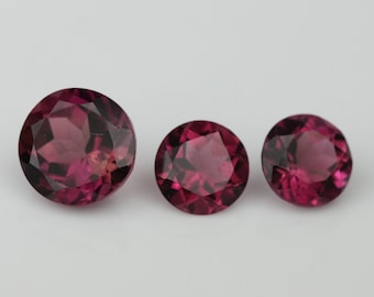 Red-Pink Rubellite Tourmaline Rounds, 3-Piece Gemstone Set (5.78 TCW)