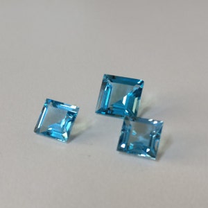 Swiss blue topaz princess cut,3 pcs set,tcw-11.2ct image 2