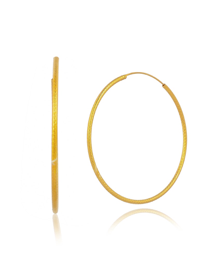 Gold plated 925 sterling silver plain wire bali ,plain silver bali earrings,big bali earrings,gold plated bali hoops,light weight hoops image 3