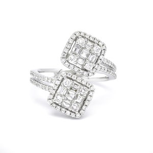 Natural Diamond Ring, 18KT White Gold Diamonds Statement Ring, Luxurious Diamond Ring, Gift for her, Modern Ring