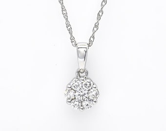 Natural Diamonds Pendant, Classic Gold Chain Pendant Necklace, Classic Diamond Women's Pendant, Simple Gold Pendant