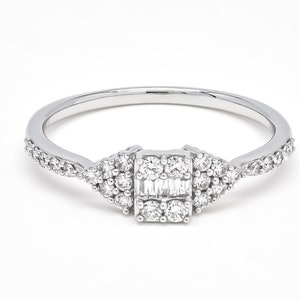 Natural Diamond Ring, 18KT White Gold with Diamond Anniversary Ring, Minimalistic Ring, Simple Diamond ring,