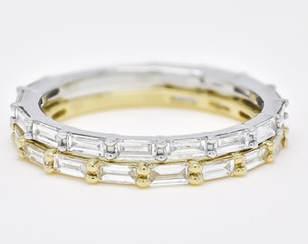 Natural Diamond Band, 18KT Gold Baguette Diamonds Band, Modern Eternity Band, Gift for her