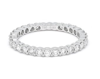 18KT White Gold  Natural Diamond Eternity Wedding Ring, Bridal Band, Minimalistic Jewelry