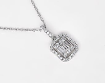 Colgante de diamantes naturales, colgante de diamantes de oro blanco de 18 quilates, colgante de diamantes de diseñador para mujer, joyería de diamantes para mujer,