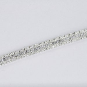 Natural Diamonds Baguette Tennis Bracelet, 18 KT White Gold Bracelet, Modern Diamond Bracelet, Luxury Diamond Bracelet