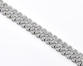 Bracelet diamant naturel, bracelet de tennis multi-rangées en or blanc 18 KT, bracelet à maillons femme, cadeau diamant unique