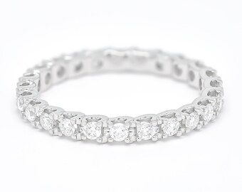 Natural Diamond Full Eternity Band, 18 KT White Gold Eternity Band, Gift for Her, Wedding Jewelry, Elegant Wedding Band, Women Wedding Band