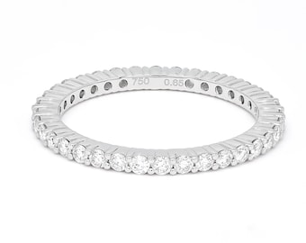 Natural Diamond Full Eternity Band, 18 KT White Gold Eternity Ring, Gift for Her or Him, Wedding Band Ring, Classic Wedding Band