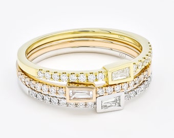 Natural Diamond Band, 18KT Gold Diamonds Engagement Ring, Diamond Solitaire Ring, Minimalistic Diamond Ring