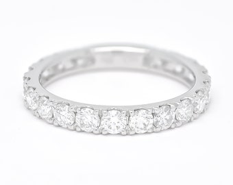 Natural Diamond Eternity Band, 18 KT White Gold Wedding Band, Gift for Her, Wedding Ring, Classic Wedding Band, Wedding Band